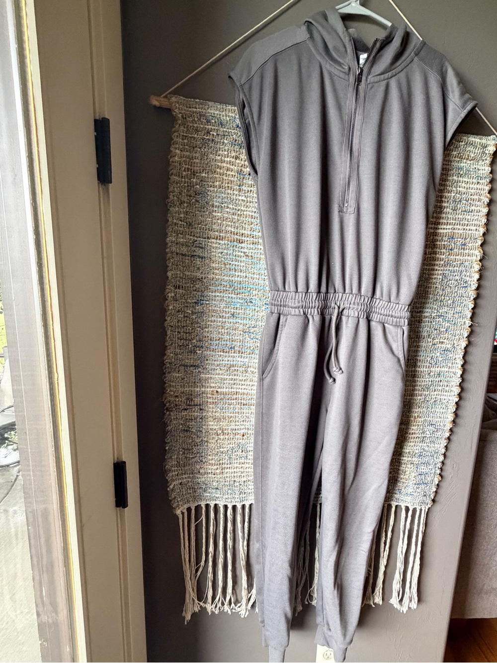 Wishlist Short-Sleeve Zip Front Jogger Jumpsuit - Gray - Picture 2 of 9